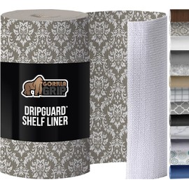 GORILLA GRIP DripGuard Shelf Liner, Non-Adhesive Drawer and Kitchen Cabinet Protector, 24x240 In, Strong Grip Slip Resistant Underside, Smooth Surface Liners for Cabinets, Bathroom Closets Beige Cream