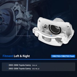 Autoround 19B2702 19B2703 Brake Caliper with Bracket fit for Toyota Camry 2002 2003 2004 2005 2006, L4 2.4L, V6 3.0L - Front Driver and Passenger Side, 2-PC Set