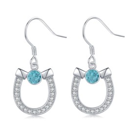 KoyeKei Horseshoe Earrings for Women 925 Sterling Silver Turquoise Horseshoe Dangle Drop Earrings Western Country Jewelry Gifts for Horse Lovers Cowgirl Cowboy