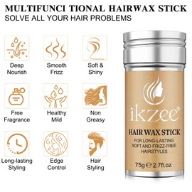 Hair Wax Stick, Wax Wigs Edge Control Slick, Non-Greasy Styling Hair Pomade Stick for Flyaways Frizz Hair (Black)
