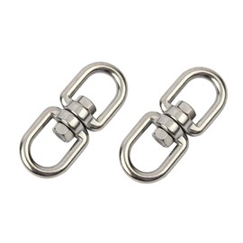 M6 Swivel Keychain Connectors Stainless Steel Swivel Ring, Pack of 2 Double Ended Rotating Hooks, Rotating Shackle Steel Double Ended Hook Shape of 8 Rotating Ring Eyelet Connector
