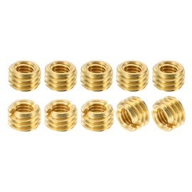 PATIKIL Brass Threaded Repair Insert Nut, 10 Pcs M8x1.25 Male to M5x0.8 Female Thread Sleeve Inserts Reducing Nut Adapter Reducer Screw Sleeves 5mm
