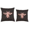 Bee Lover Beehive Farmhouse Pink Black Honeycomb Gift Throw Pillow