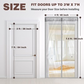 Dust Barrier, Plastic Zipper Magnetic Door Dust Protection Kit, Construction Door Cover with Zipper for Kitchen, Bathroom, Hallway Remodel, House Renovations, Fit Standard Doorway 4'W x 7.5'H (Grey)