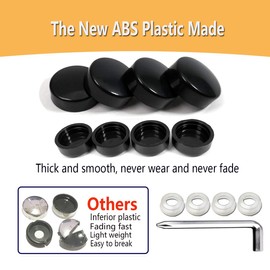 Black License Plate Screw Caps - High Gloss Finish Screw Covers and 8 PCS M6X20mm Stainless Steel License Plate Screws,Rust Resistant License Plate Frames Screw, Machine Plate Bolt Fastener Kits