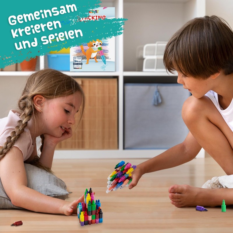 Magicat Stackable Wax Crayons I 180 Individual Colouring Pencils for