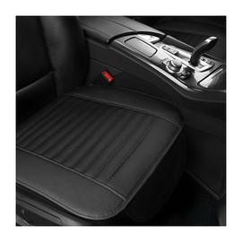 Dickno 2 PCS Car Seat Covers for Front Seats, Breathable Leather Cushion Protector, Anti-Slip Driver Seat Padded with Storage Pockets, Universal Car Accessories for Most Cars, SUVs (Black)