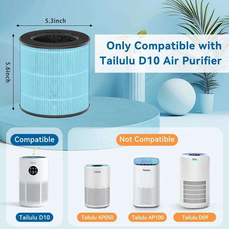 Tailulu D10 Replacement Filter,Air Purifier Filter for Tailulu D10 Air