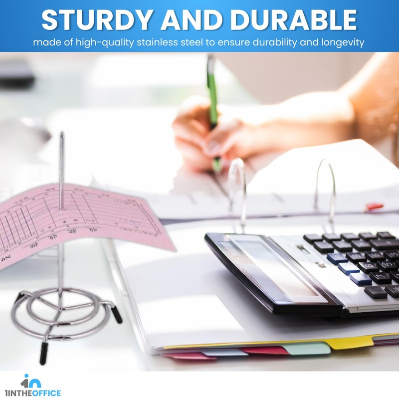 1InTheOffice Wire Receipt Spindle,Chrome Receipt Holder, 3 Pack (Chrome)