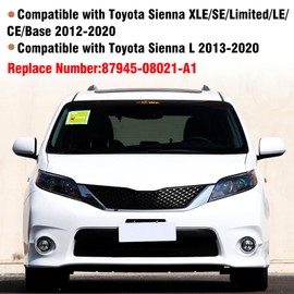 Moonlinks Compatible with 2012 2013 2014 2015 2016 2017 2018 2019 2020 Toyota Sienna Left Driver Side Mirror Cover Replacement, White Left Side Clip-on Mirror Cap Replaces for 87945-08021-A1