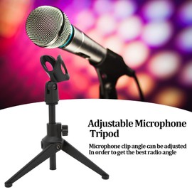 Adjustable Mic Stand for Desk Microphone Stand Desktop Tripod Mini Portable Table Stand Adjustable Mic Stand Mic Clip Holder