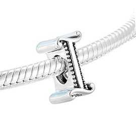 Letter Initial A - Z Charm Alphabet Bead 925 Sterling Silver Letter Charms fit for DIY Charm Bracelet & Necklace (I)