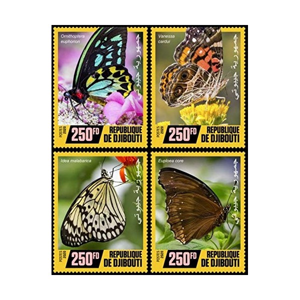 Djibouti - 2020 Butterflies - 4 Stamp Set - DJB200117c