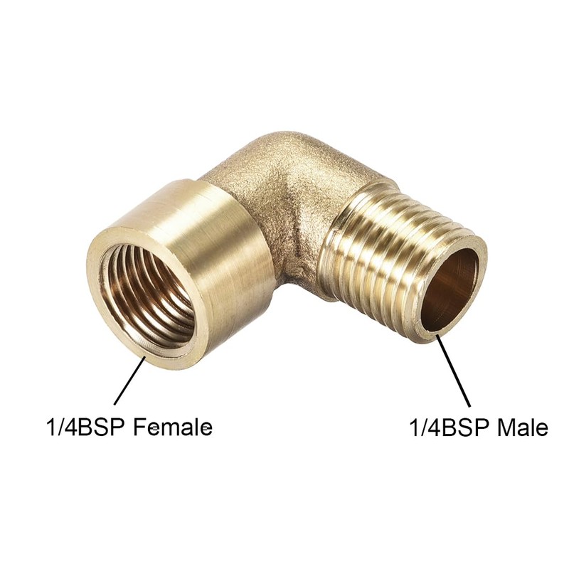 sourcing map Brass Pipe Fitting 90 Degree Angled Male Thread