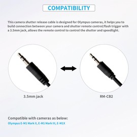 3.5mm to CB2 Camera Shutter Release Cable Remote Control Cord Speedlight Flash Trigger Connect PC Sync Spring Coiled Wire Cord for Olympus E-M1 Mark II Mark III E-M1X