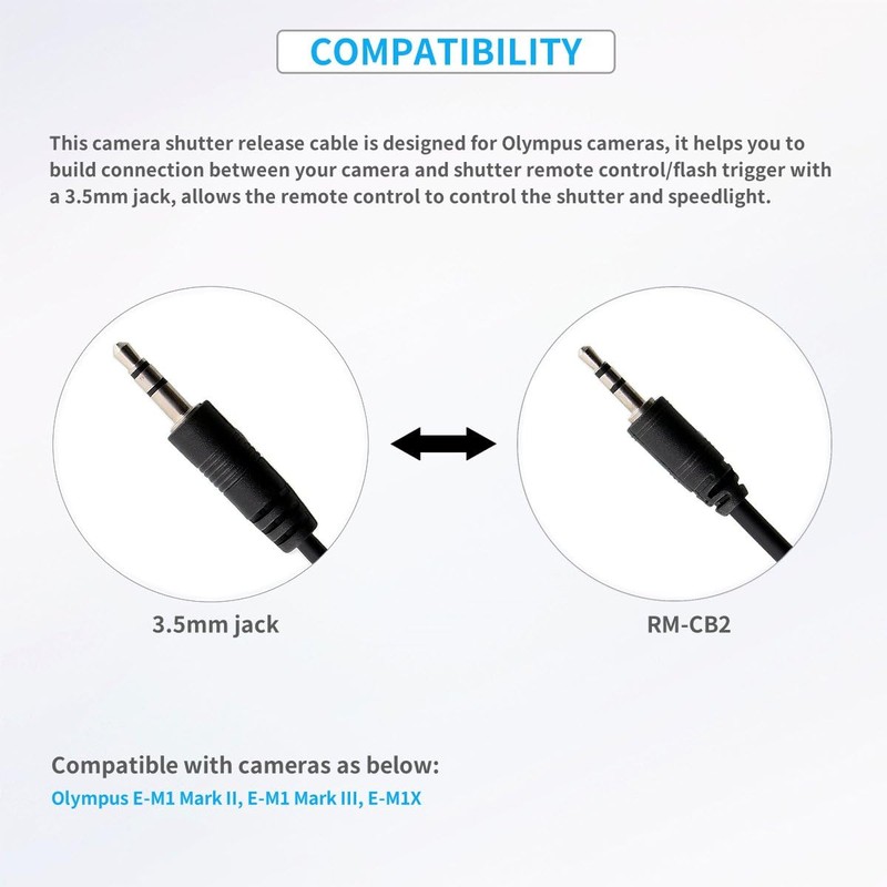 3.5mm to CB2 Camera Shutter Release Cable Remote Control Cord