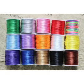 1.5mm Nylon String for Bracelets, BetterJonny 15 Rolls 630Yards Satin Rattail Silk Chinese Knotting Cord Silky Nylon Beading String Thread for Kumihimo Macrame Jewelry Making Friendship Bracelets