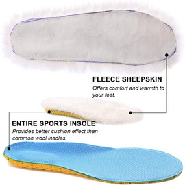 Ailaka Sheepskin Sport Wool Insoles for Women & Men, Premium Thick Fur Fleece Replacement Warm Inserts for Shoes Boots Slippers Sneakers