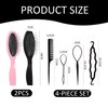 2 Airbag Combs with Steel Needle and 4 Black Curlers,