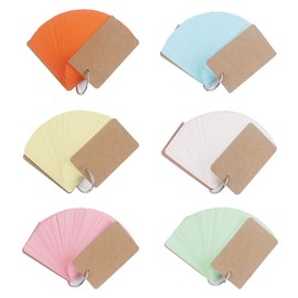 Index Cards with Ring, Flash Cards, Colourful Flash Cards, 6 Pack 300 Vocabulary Cards for Revision, Revision Cards Index Cards Mini Notepads Blank Flashcards Study Cards on Ring