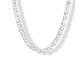 PAVOI 14K Gold Plated Simulated Diamond Tennis Necklaces for Women - Classic Tennis Chain - Timeless Station Round and Pear Cubic Zirconia Stones Choker Necklace, 18 Inches, White Gold, Cubic Zirconia