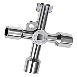 JFGDVW 4 in 1 Utility Key, Multi-Functional Electric Box Key, Triangle/Square Universal Cross Triangle Zinc Alloy Key, Panel Key for Valve,Train,Cabinet,Elevator,Electric Cupboard Cabinet