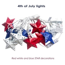 ACRAFT Twinkle Star String Lights Plug in Fairy Lights for Bedroom with End-to-end Connector Ambient Lighting Night Lights Nursery Light (Red White and Blue)