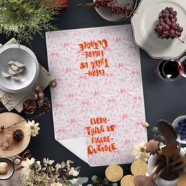 FITIE Preppy Pink Bow Floral Inspirational Kitchen Towels, Everything is Figureoutable Decorative Dish Tea Towels for Kitchen, Positive Quote Hand Towels for Bathroom Decor, 16x24 Inch