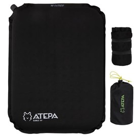 ATEPA Inflatable Stadium Seat Cushion Lightweight Self-Inflatable Memory Foam Seat Cushion for Stadium Airplane Travel, Waterproof Portable Seat Cushion Best for Backpacking Camping Chair Pad, Black