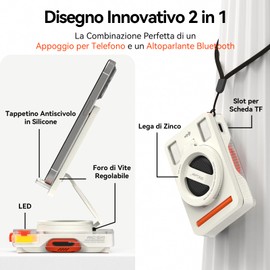 ANCwear Portable Bluetooth Speaker with TF Card Slot, Cell Phone Stand with Wireless Bluetooth 5.4 Speaker, Cool and Unique Desgin, Best Gifts Ideas For Young Men Women, Teenage Boys, Adult Daughters