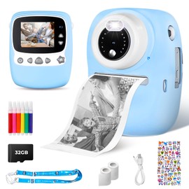 OKA Children's Camera, Instant Camera, Double Lens, Children's Camera with Photos Prints, 1080P 2.4 Inch Digital Camera, Children's Camera with Thermal Paper, Meaningful Gifts for Girls and Boys 3-12