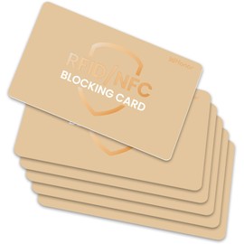 RFID Blocking Card 6 Pack, Bank Debit Credit Card Protector, Anti-Theft Contactless NFC Blocker, One Card Protect Entire Wallet (Golden, 6 Pack)