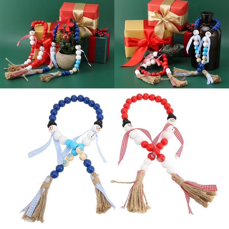 Wooden Bead String DIY Christmas Party Decoration Wall Hanging Long