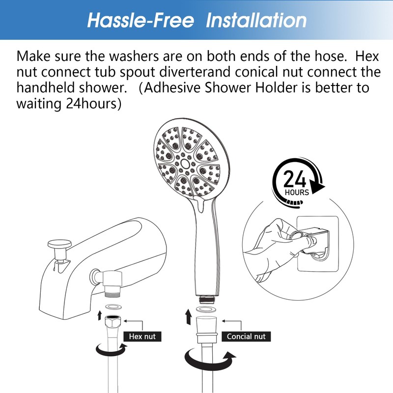 YASINU All Metal Bathtub Faucet with Sprayer 10 Settings, Tub