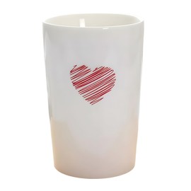 Kelake White Ceramic Tumbler Cup for Bathroom Toothpaste Toothbrush Holders Water Milk Drinks Cup 350 ml Bathroom Red Heart Couples Cup for Christmas Birthday