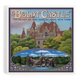 Thousand Islands, New York, Boldt Castle (Absorbent Ceramic Coaster, Single, Cork Back, Kitchen Table Decor)