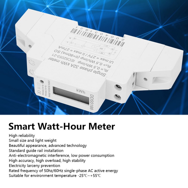 WattHour Meter Smart Miniature SinglePhase Electricity LCD Display DDS5188