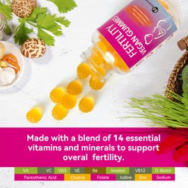 Fertility Gummies for Women to Get Pregnant Fast, Folic Acid Conception Supplements for Her to Boost Fertility, 60 Count Fertility Vitamin Gummies Support Hormone Balance, Ovulation & Period Cycle