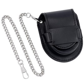 PH PandaHall Pocket Watch Case Watch Travel Case Retro Style Watch Organizer Pouch Pocket Watch Display Box PU Leather Watch Sleeve Watch Cover Mini Waist Bag with Chain for Father 3.1x2.6in