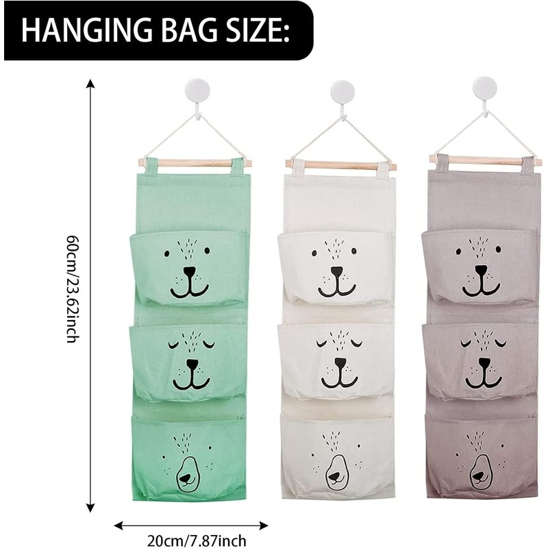 PacuM 3 Pcs Wall Hanging Storage Bags Hanging Organiser Pockets