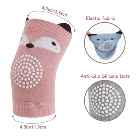 Baby Crawling Knee Pads + Baby Crawling Socks, 5 Pairs Non-Slip Rubber Dots, Crawling Knee Pads, Suitable for 0-4 Years Old Children, One Size