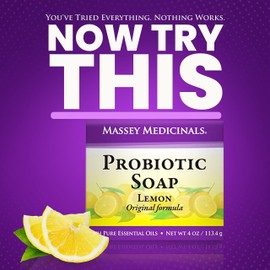 Candida Freedom Massey's CF 100% Natural Probiotic Soap Bar - Elevate Your Skincare Routine with Potent Tea Tree and Refreshing Lemon Essence - Pure Citrus Bliss 4oz