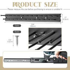 Blulu 2 Pcs 13.8'' Sliding Tie Rack Hangers for Closet, 25(Total 50) Tie Pull Out Wall Mounted Extending Sturdy Metal Belt Organizer Holder for Men Belt Storage, Black