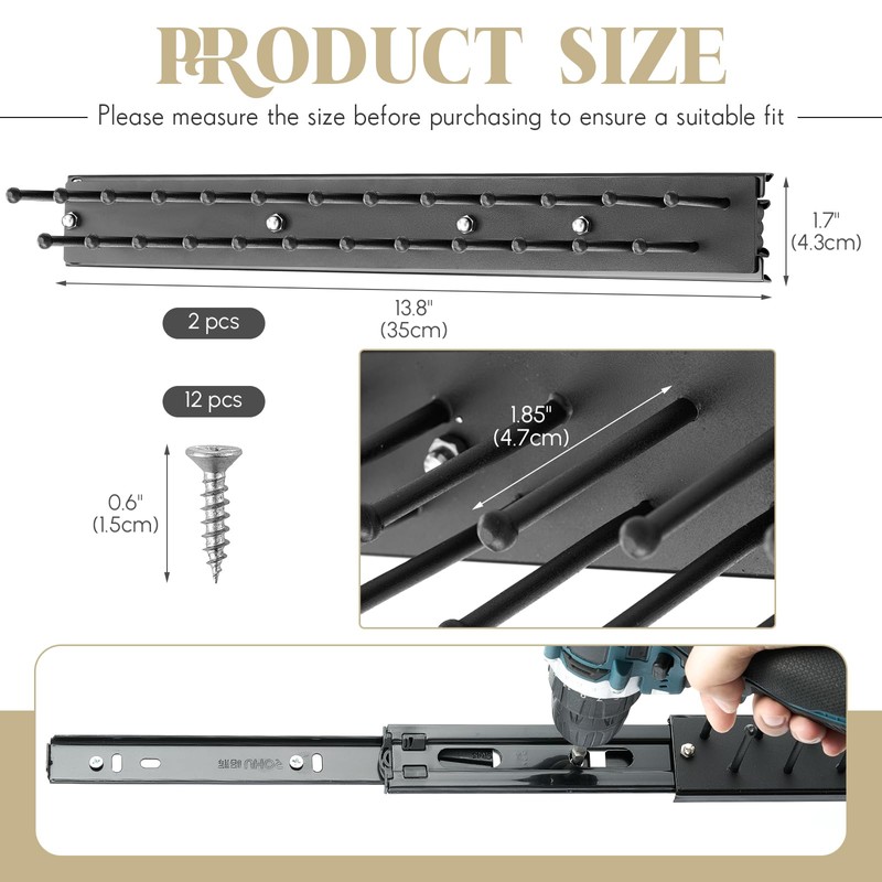 Blulu 2 Pcs 13.8'' Sliding Tie Rack Hangers for Closet,