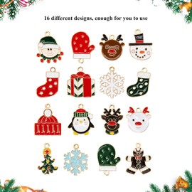 CHEERYMAGIC Christmas Charms, Christmas Pendant Charm Enamel Alloy Christmas Pendants Reindeer Snowman jewelry Charm for DIY Necklace Bracelet A6-SDSPPJ