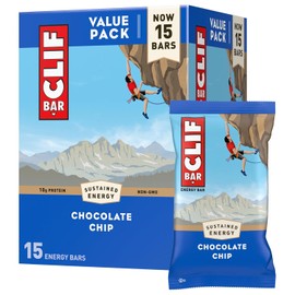 CLIF BAR - Chocolate Chip - Made with Organic Oats - Energy Bars - Non-GMO - Plant Based Protein Bars (15 Pack)