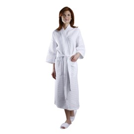 MONARCH Square Waffle Robe - Used by The Finest 4 Hotels and Spas - Unisex Bathrobe. White