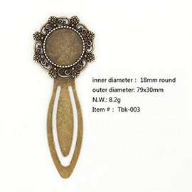 SHUNAE 10pcs Antique Bronze 18mm Round Cabochons Bookmarker Blank Bases Trays for DIY Jewelry Making and Book Marker Making (003)