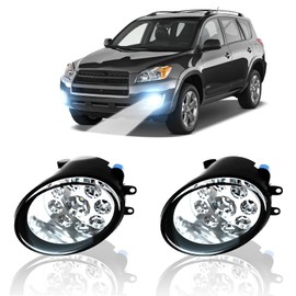qobsos LED Fog Light For 2006-2012 Toyota RAV4 Pair Bumper Fog Light Driving Lamp Bulbs Replacement Fog Light Assemblies,6000k White,Pack of 2