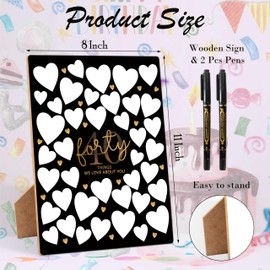40 Things We Love About You Black Guest Book Alternative, 40th Birthday Party Signing Wooden Board 8x11 Inch with Pen, Birthday Favor Supplies Decorations Gift, 40 Years Old Gifts for Him & Her-30